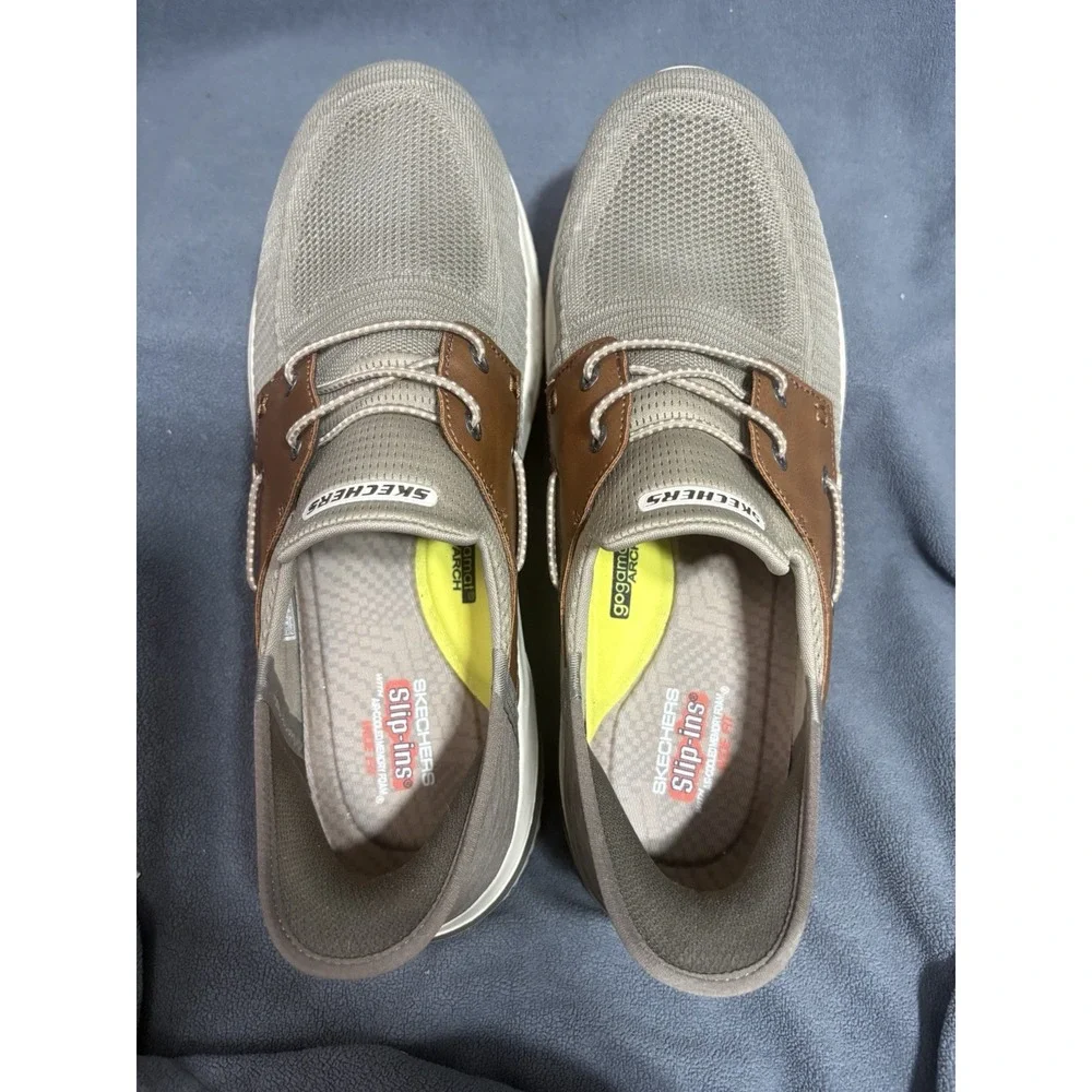 SKETCHERS Delson 3.0  Men's 14 Wide Fit Roth Slip in Taupe Brown Shoes Comfort